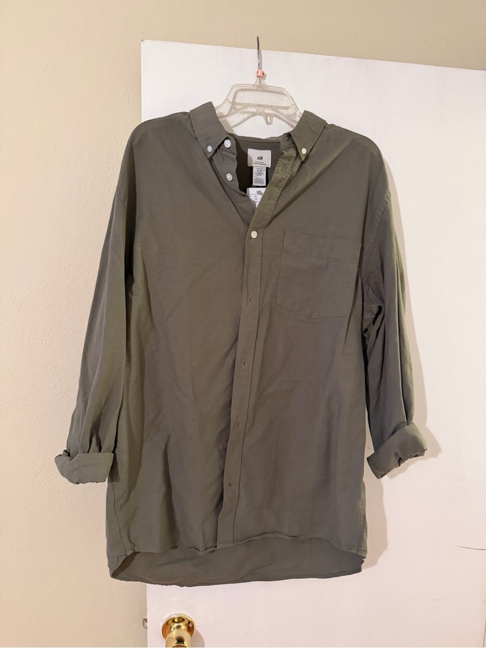 H&M Men's Olive Green Lightweight Shirt Jacket